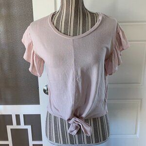 Mossimo Tie Front Ruffle Sleeve Top